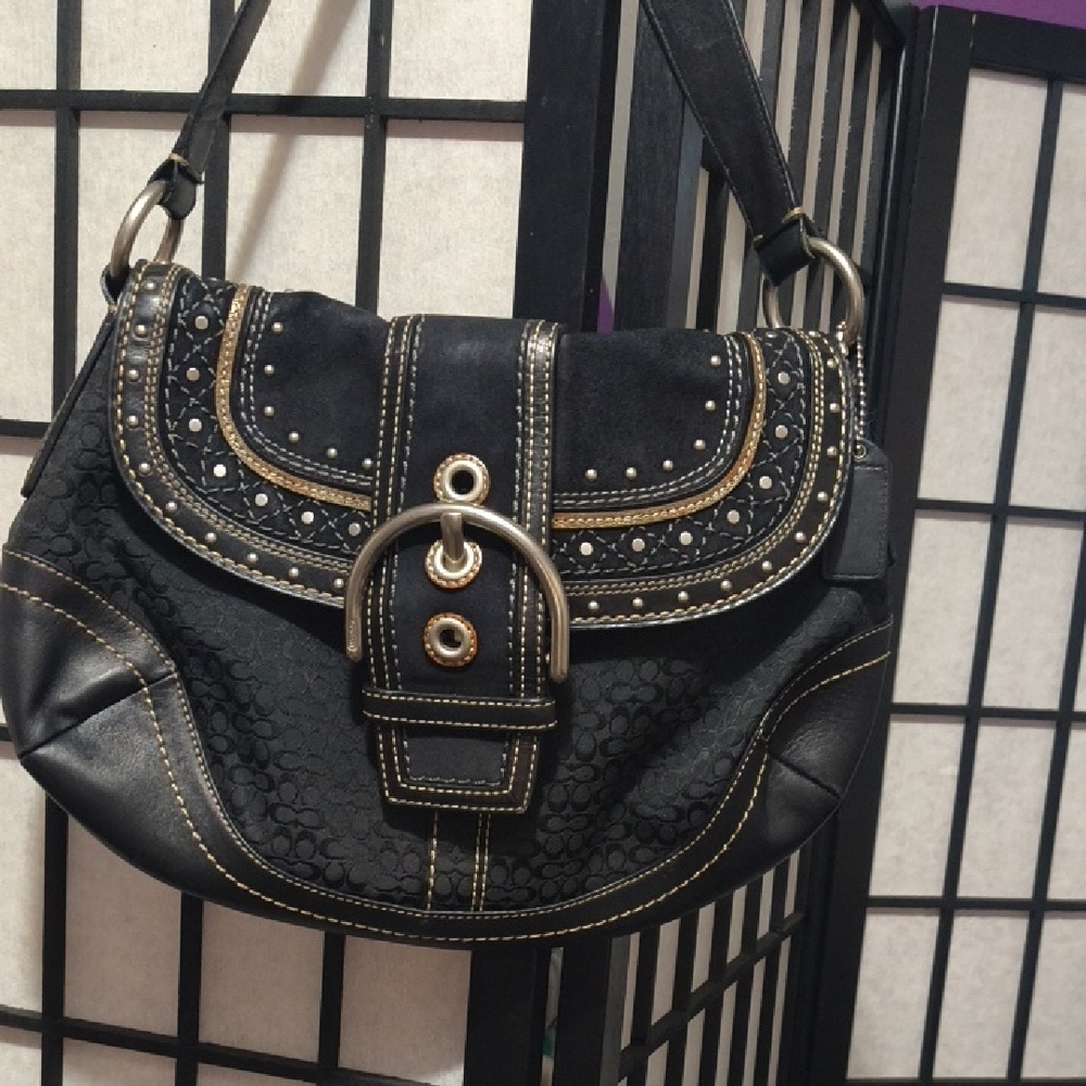 Coach Black and Gold Hobo Bag